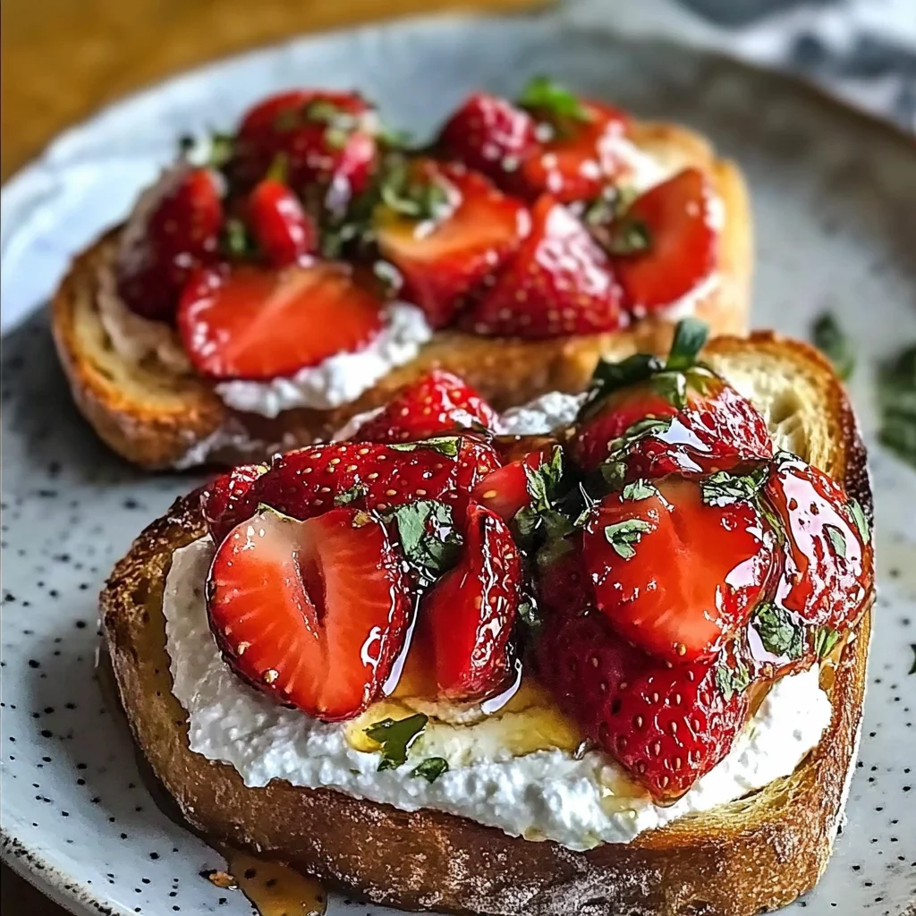 Roasted Strawberry Whipped Ricotta Toast