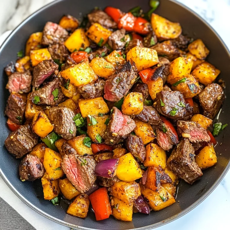 Whole30 Steak Bites with Sweet Potatoes and Peppers