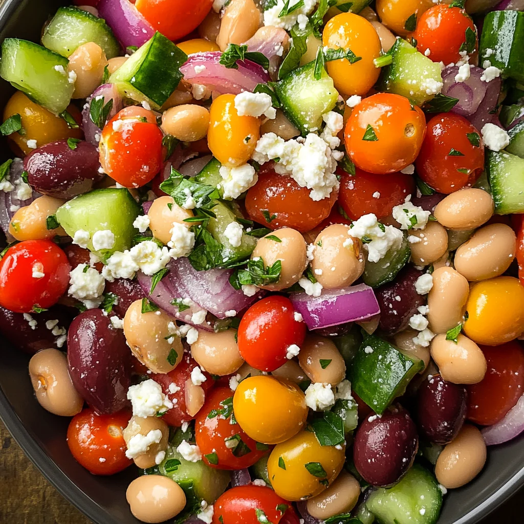 Zesty Bean Salad with Feta - Homefoodkitchen
