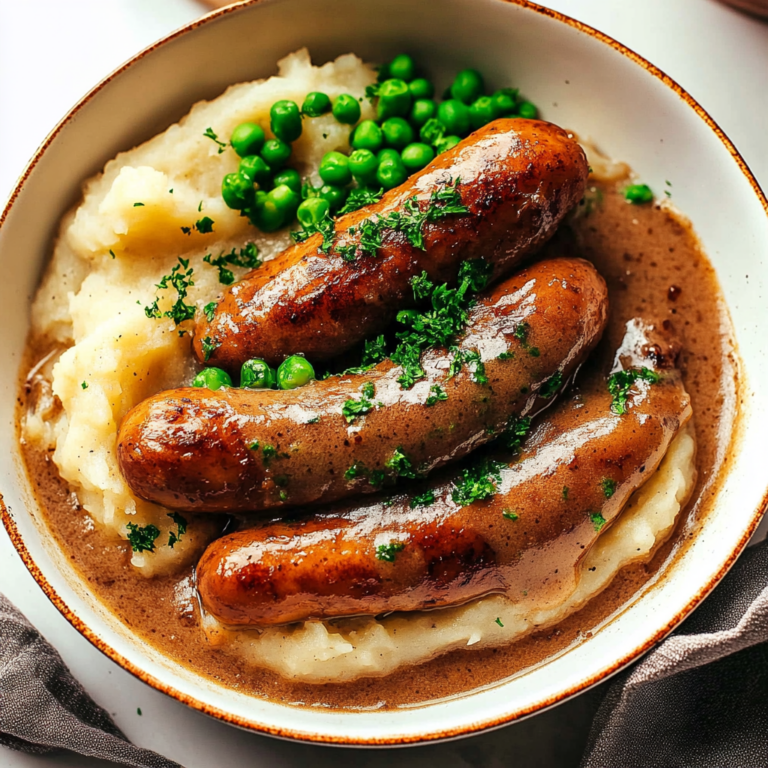 Bangers and Mash with Stout Onion Gravy