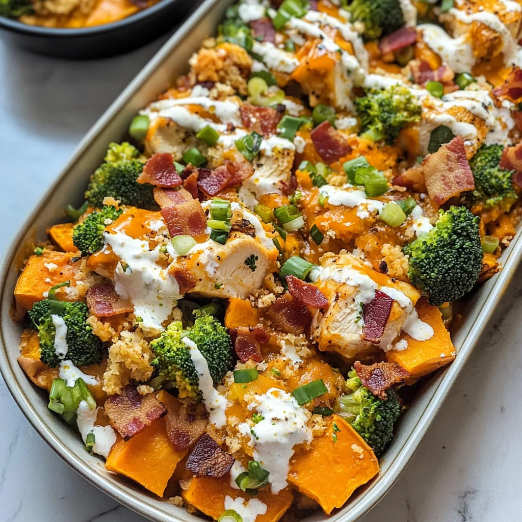 Buffalo Chicken Sweet Potato Casserole