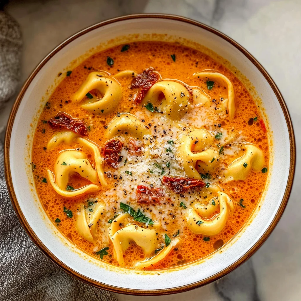 Cheesy Tomato Tortellini Soup