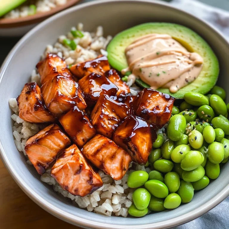 Crispy Air Fryer Teriyaki Salmon Bites Bowl