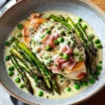 Fontina & Prosciutto Stuffed Chicken with Spring Vegetables