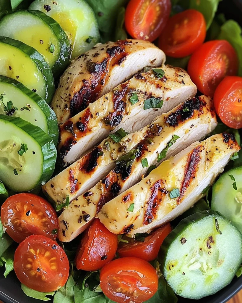 Lemon Herb Grilled Chicken Avocado Salad
