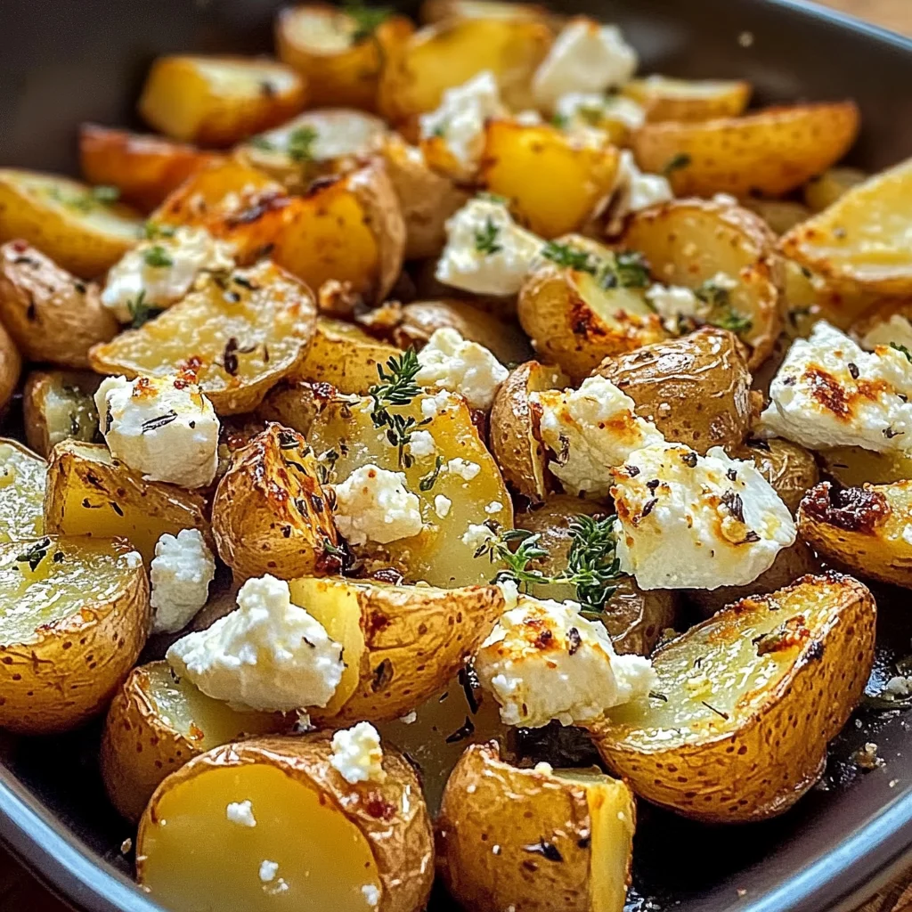 Roasted Potatoes with Baked Feta and Garlic
