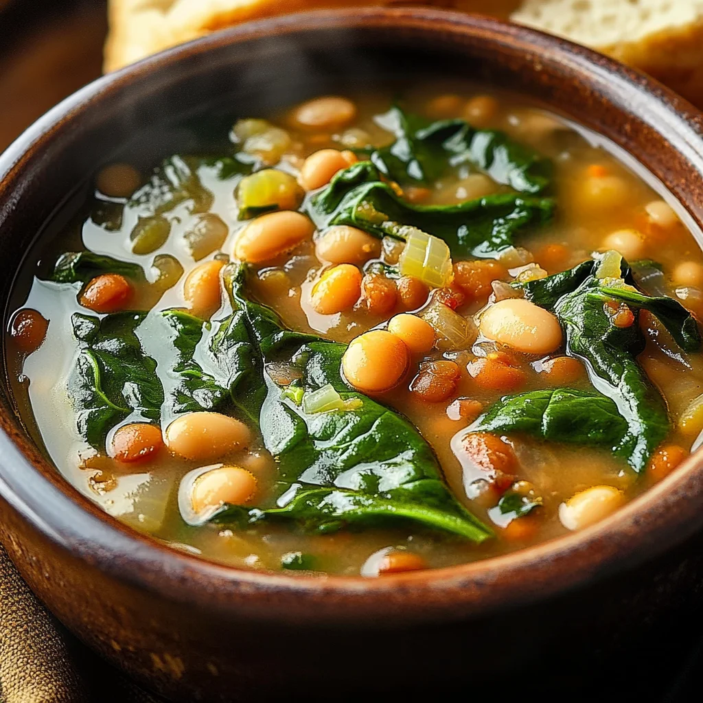 Spinach, Lentil, and Butter Bean Soup