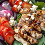 Strawberry Spinach Grilled Chicken Salad with Balsamic Glaze