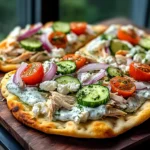 Tzatziki Chicken Veggie Naan Pizza