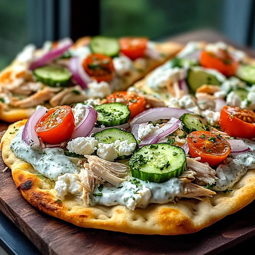 Tzatziki Chicken Veggie Naan Pizza