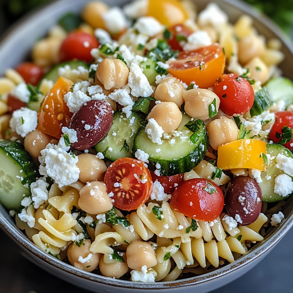 mediterranean chickpea pasta salad