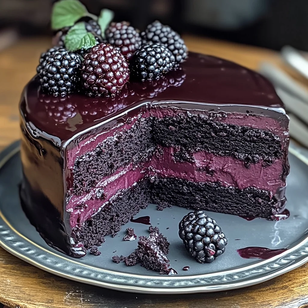 Decadent Blackberry Velvet Gothic Cake