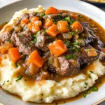 Fall Apple Cider Stew over Mashed Potatoes