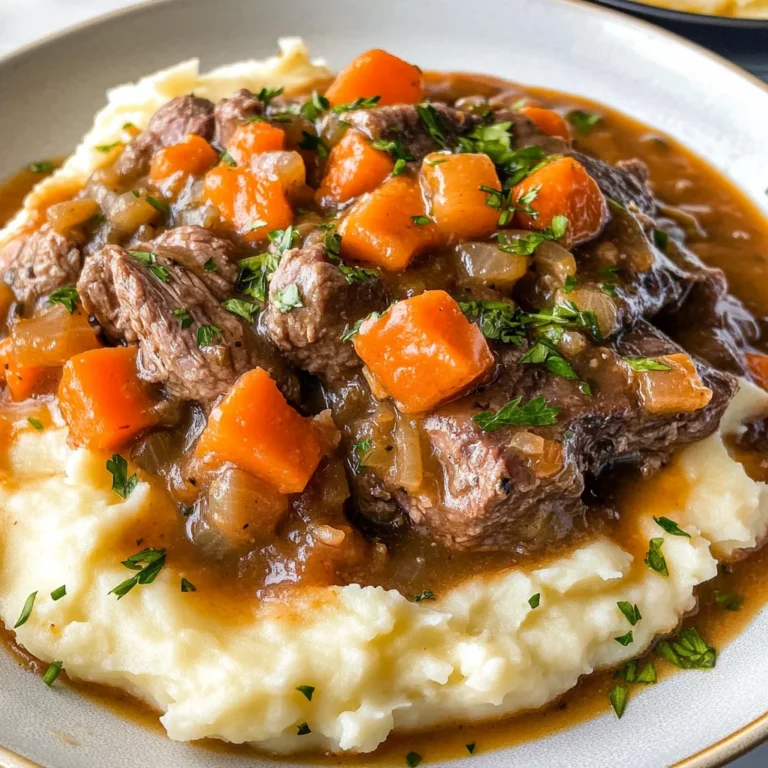 Fall Apple Cider Stew over Mashed Potatoes