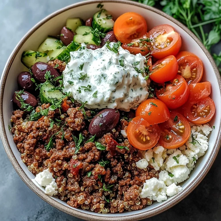 Greek Ground Beef Bowl with Tzatziki Recipe