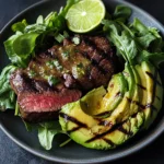 Grilled Avocado Steak Salad with Lime Dressing