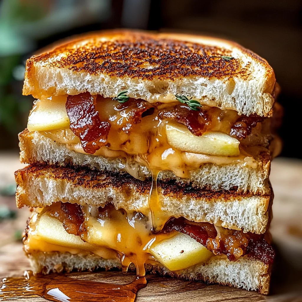 Hot Honey Apple Cheddar Beef Bacon Grilled Cheese