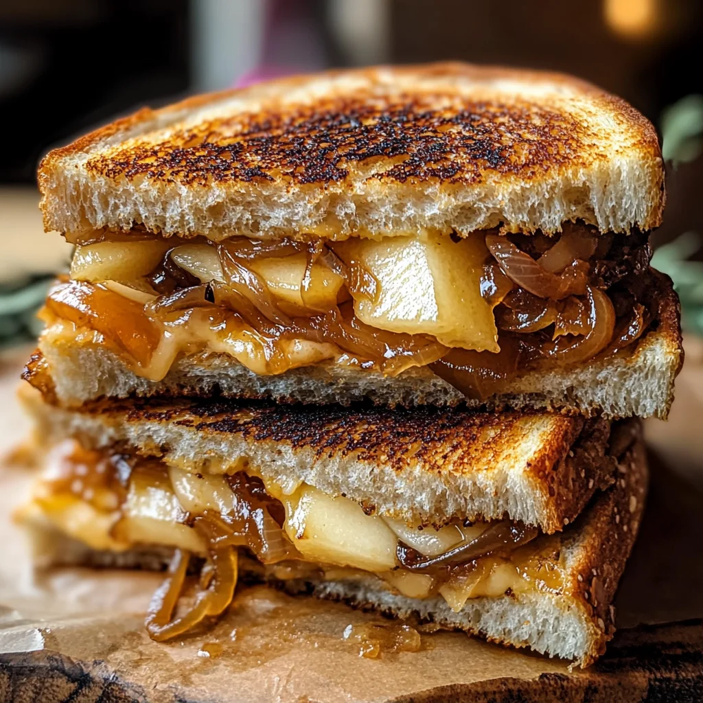 Pear & Apple Grilled Cheese With Caramelized Onions