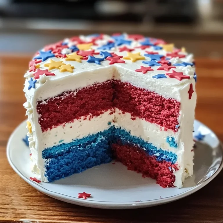 Red, White and Blue Layered Flag Cake