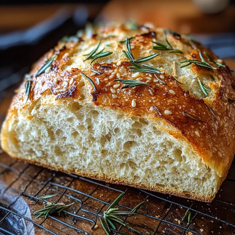 Rustic No Knead Rosemary Garlic Bread