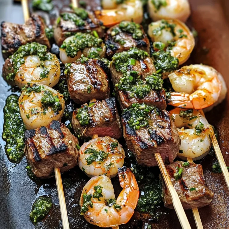 Surf and Turf Kabobs with Chimichurri Sauce