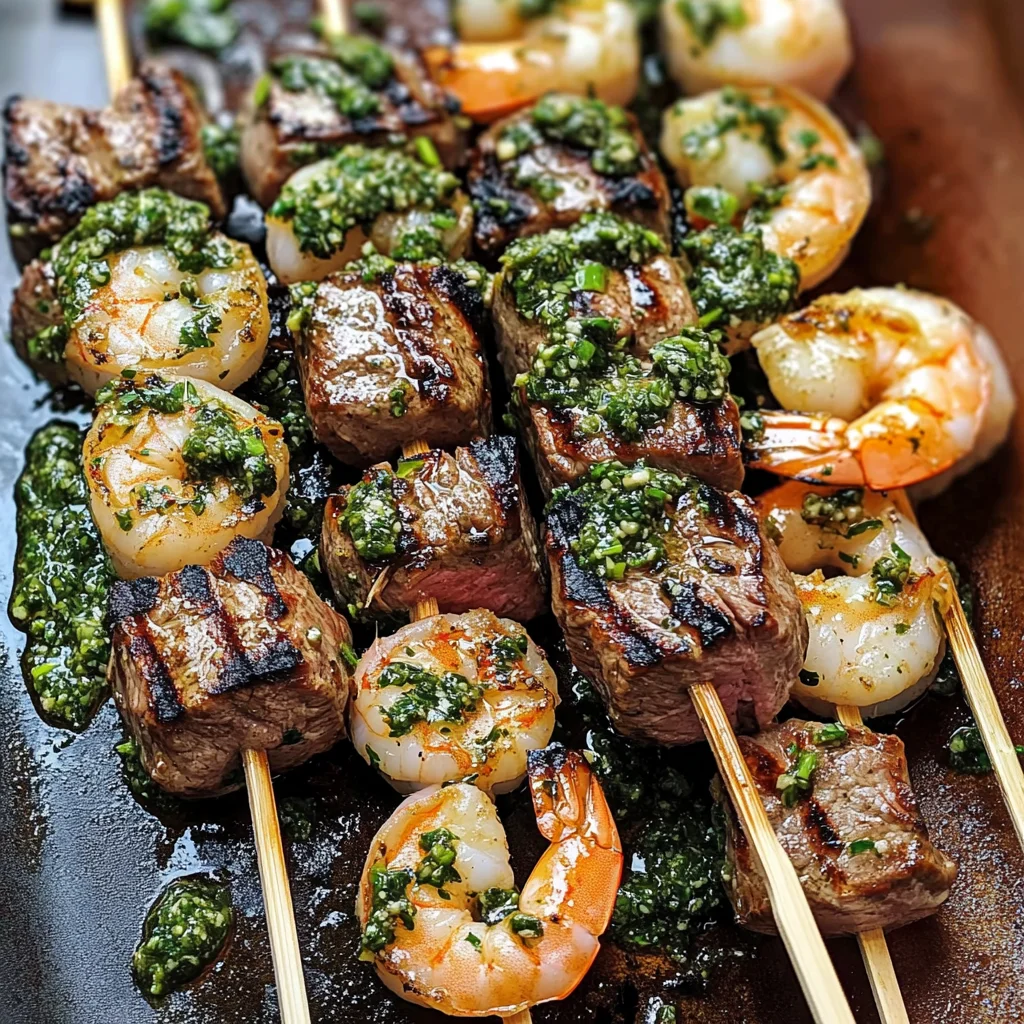 Surf and Turf Kabobs with Chimichurri Sauce