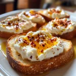 Sweet and Spicy Whipped Feta Crostini with Hot Honey Magic