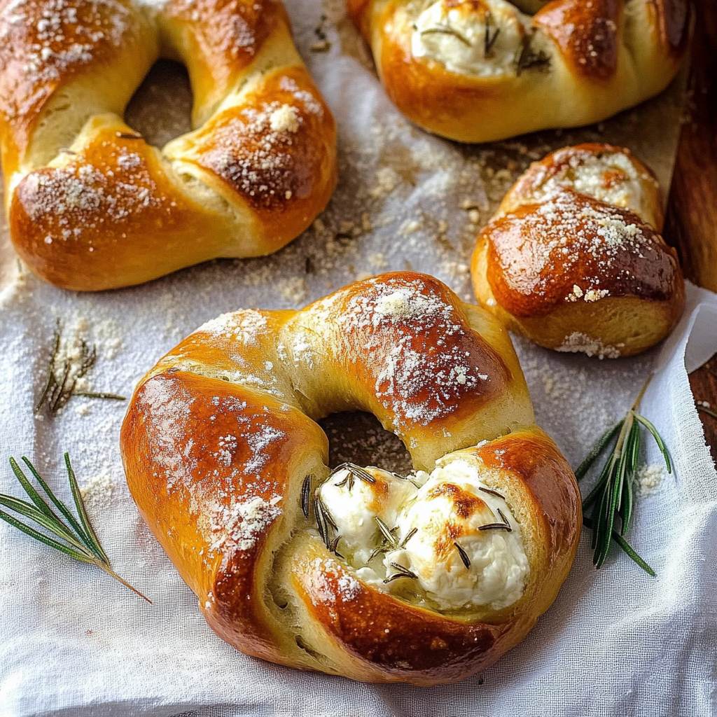Mozzarella Stuffed Rosemary Parmesan Soft Pretzels